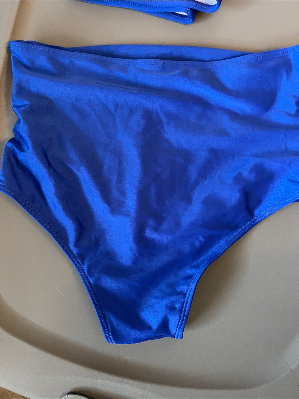 Ruffled V-Neck High-Waist Bikini Set - Royal Blue - Picture 6 of 8